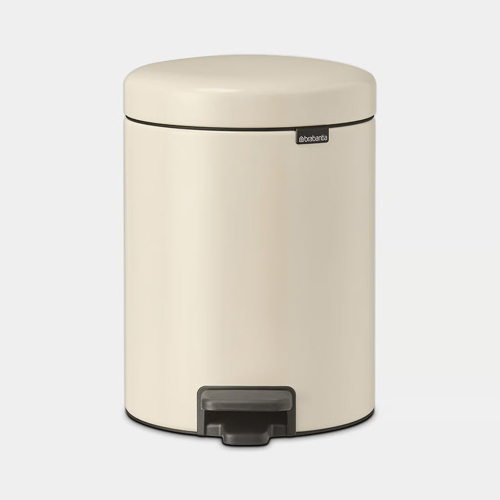 Brabantia NewIcon Pedal Bin 5L Soft Beige with Removable Plastic Inner Bucket, Soft-Close Lid