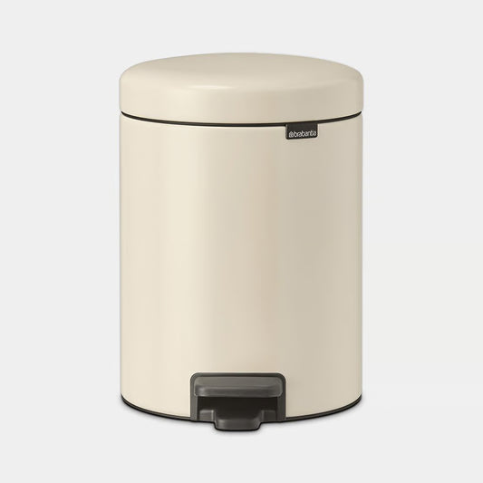 Brabantia NewIcon Pedal Bin 5L Soft Beige with Removable Plastic Inner Bucket, Soft-Close Lid