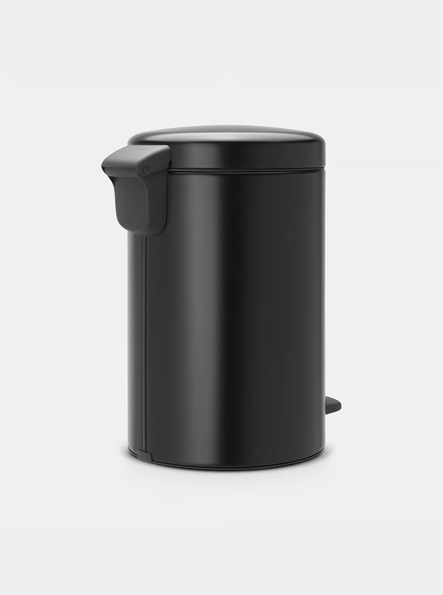 Brabantia NewIcon Pedal Bin 12L Matt Black with Removable Plastic Inner Bucket, Soft-Close Lid