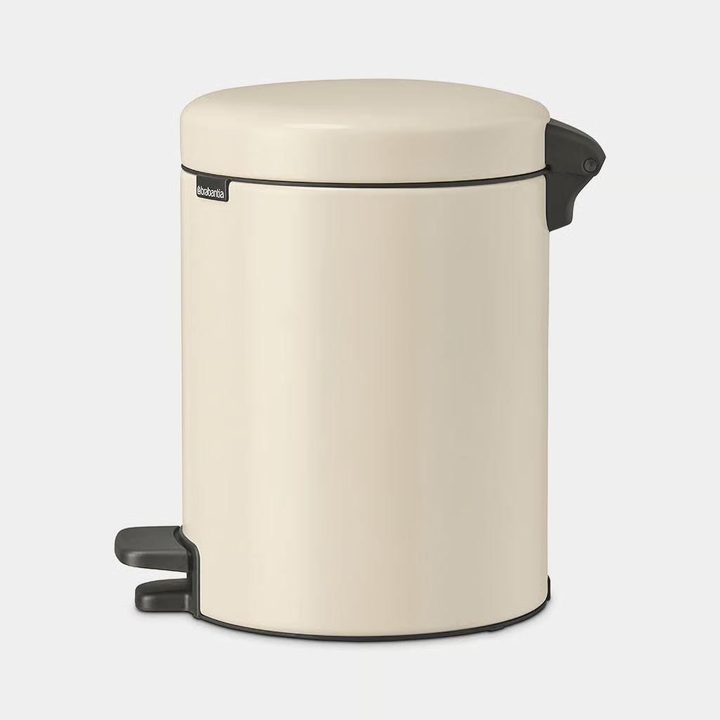 Brabantia NewIcon Pedal Bin 5L Soft Beige with Removable Plastic Inner Bucket, Soft-Close Lid