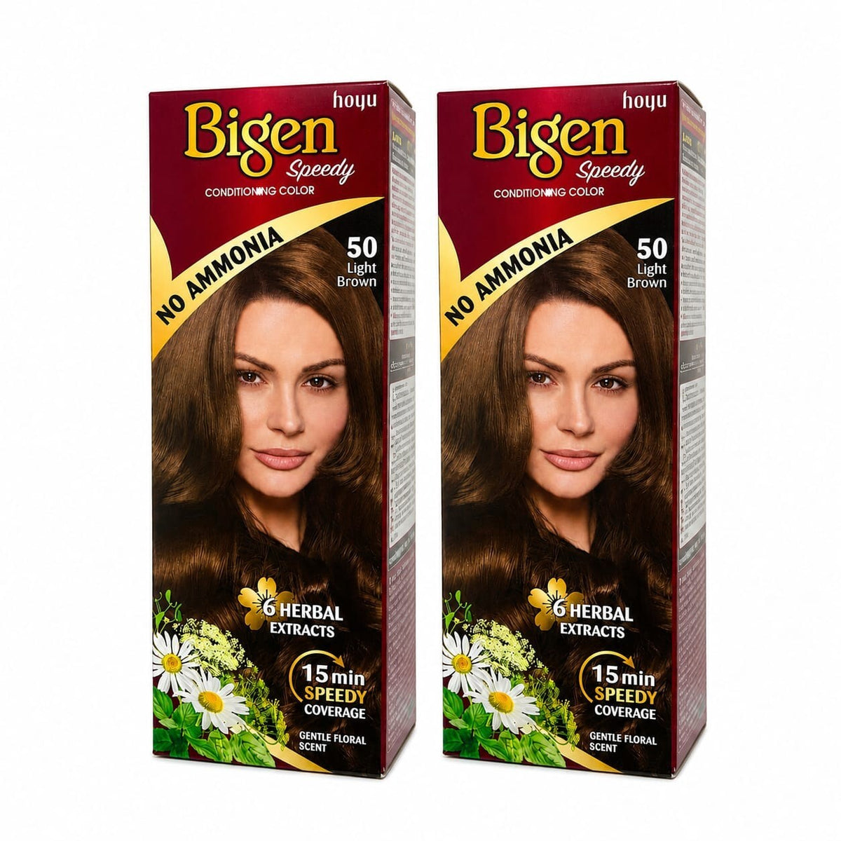 Bigen Speedy Conditioning Hair Color No. 50 Light Brown, Ammonia-Free, Pack of 2