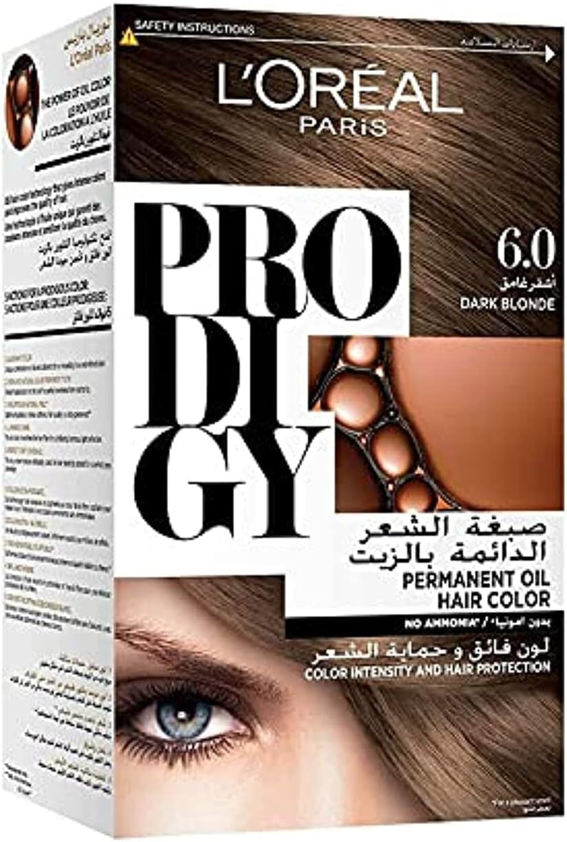 L’Oréal Paris Prodigy Permanent Oil Hair Color 6.0 Dark Blonde, Ammonia-Free, Grey Coverage