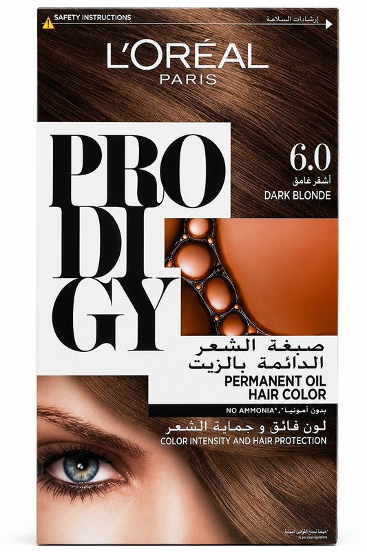 L’Oréal Paris Prodigy Permanent Oil Hair Color 6.0 Dark Blonde, Ammonia-Free, Grey Coverage