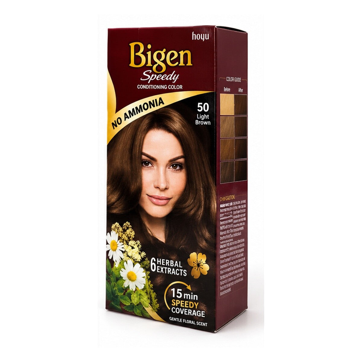 Bigen Speedy Conditioning Hair Color Light Brown No-50, No Ammonia, Gentle Floral Scent, Fast Grey Coverage