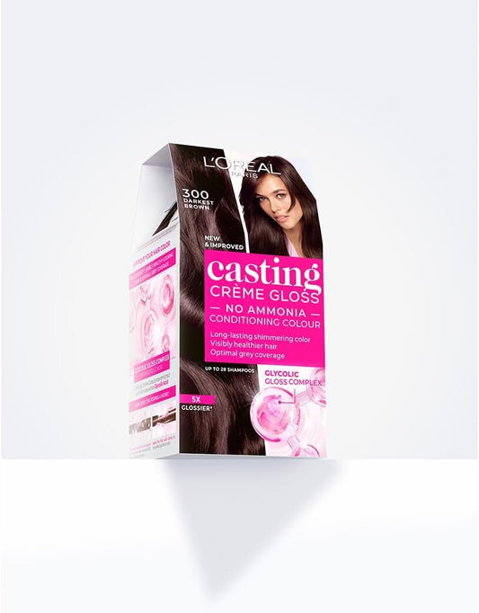 L’Oréal Paris Casting Crème Gloss Semi-Permanent Hair Color 300 Dark Brown, Ammonia-Free