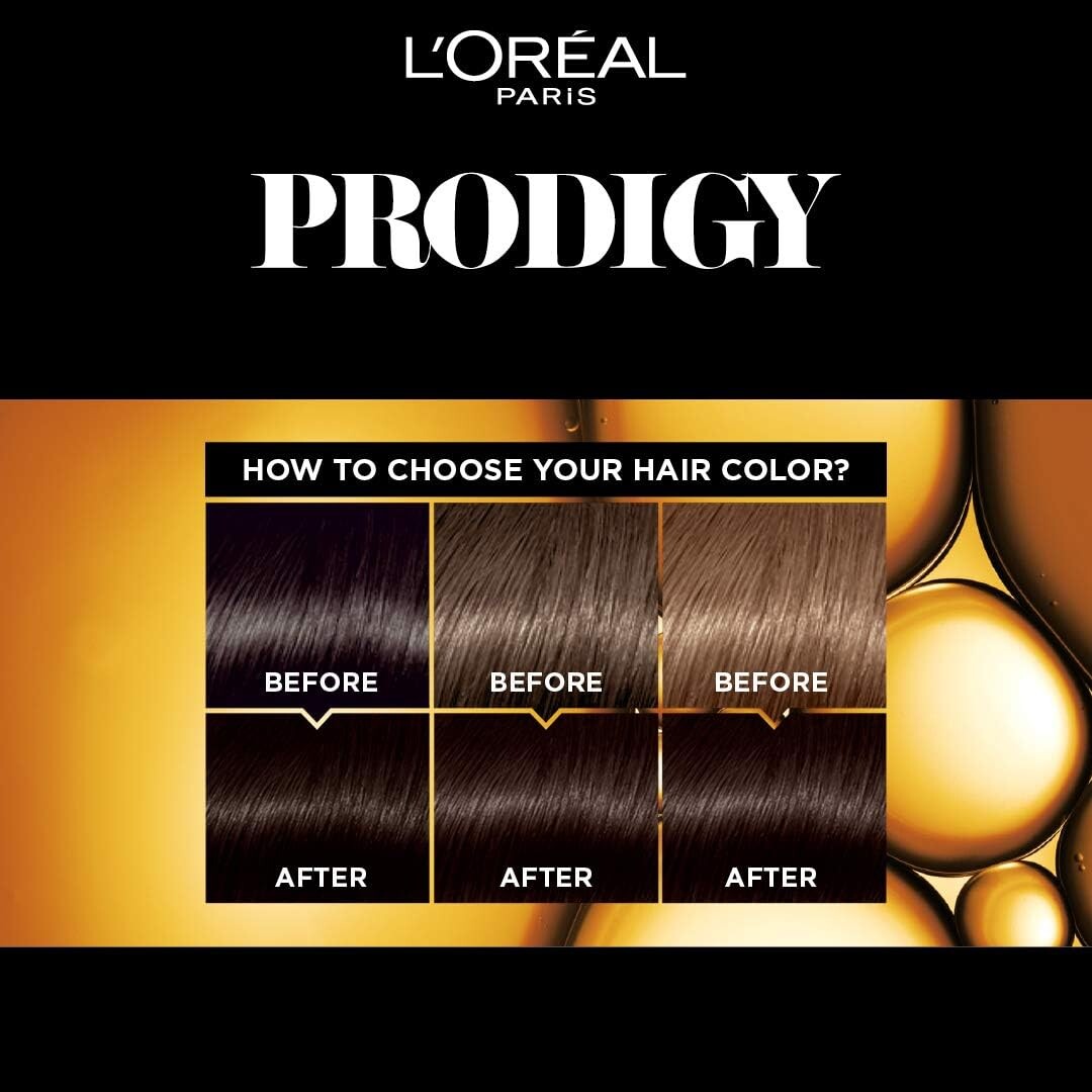 L’Oréal Paris Prodigy Permanent Oil Hair Color 4.0 Brown, Ammonia-Free, Grey Coverage