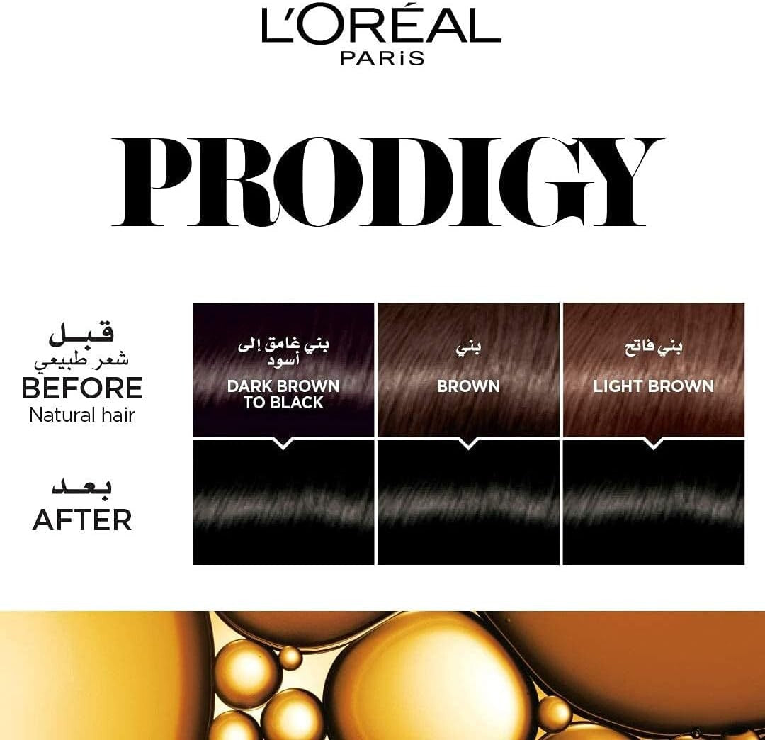 L’Oréal Paris Prodigy Permanent Oil Hair Color 1.0 Deep Black, Ammonia-Free, Grey Coverage