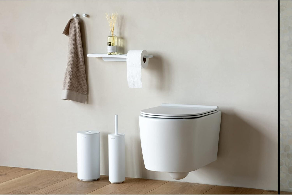 Brabantia MindSet Toilet Roll Dispenser, Room for 2 Spare Rolls, Corrosion Resistant, Mineral Infinite Grey, 30 x 15.1 x 13.7