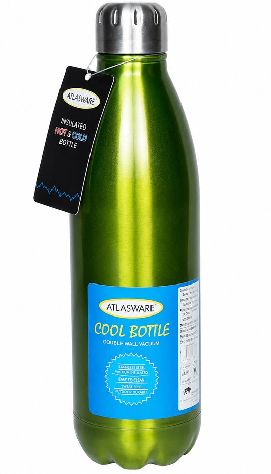 Atlasware Stainless Steel Vacuum Flask, Double-Wall Insulated and Leak-Resistant, Lime Green, 750 ml