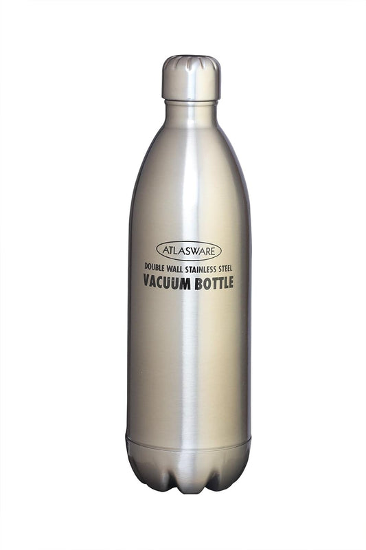 Atlasware Stainless Steel Vacuum Bottle, Double-Wall Insulated and Leak-Resistant, Matt Steel, 350 ml
