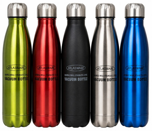 Atlasware Premium Unbreakable Stainless Steel Vacuum Flask Thermos, Double-Wall Insulated, Assorted Colour, 500 ml