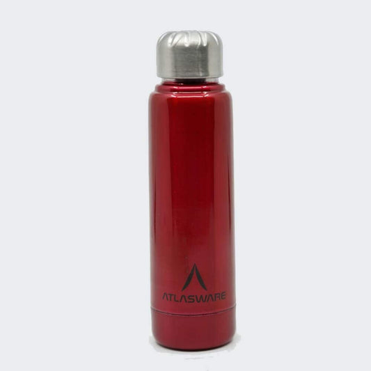 Atlasware Stainless Steel Vacuum Flask, Double-Wall Insulated and Leak-Resistant, Red, 220 ml