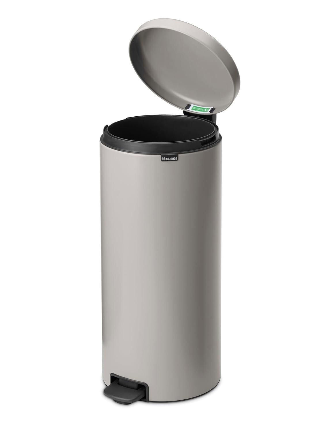 Brabantia NewIcon Soft-Close Pedal Bin with Removable Inner Bucket and PerfectFit Code G Liner, 30L, Soft Grey