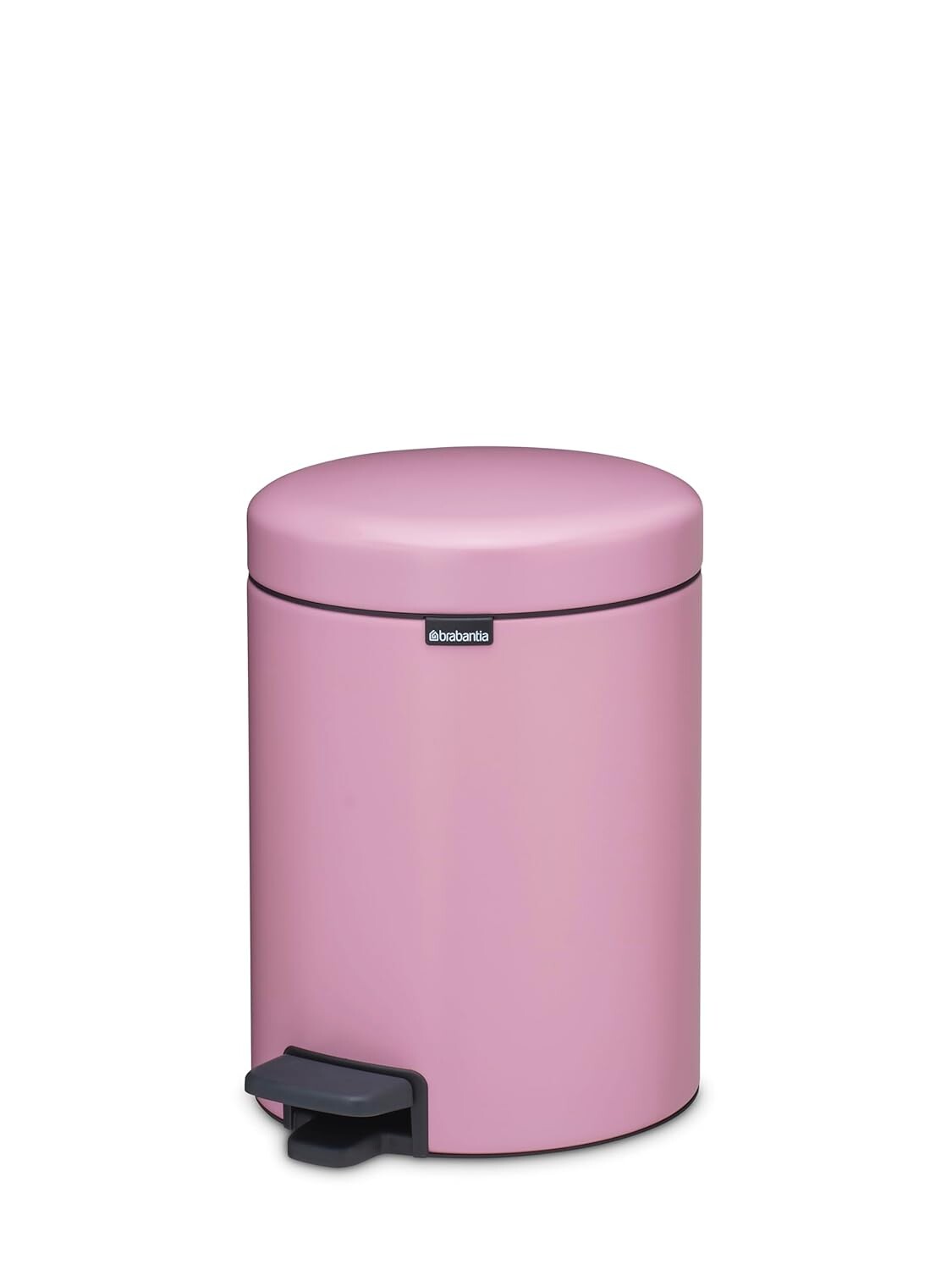 Brabantia NewIcon Mini Pedal Bin 5L, Lilac Pink, Soft-Close Lid, Removable Inner Bucket and Non-Slip Base, 21 × 27 × 29 cm