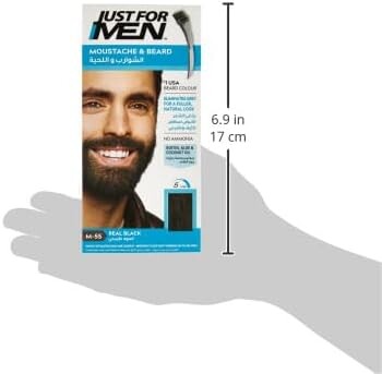 Just For Men Moustache & Beard Dye M55 Real Black, Men’s Facial Hair Colour for Grey Coverage, Pack of 3