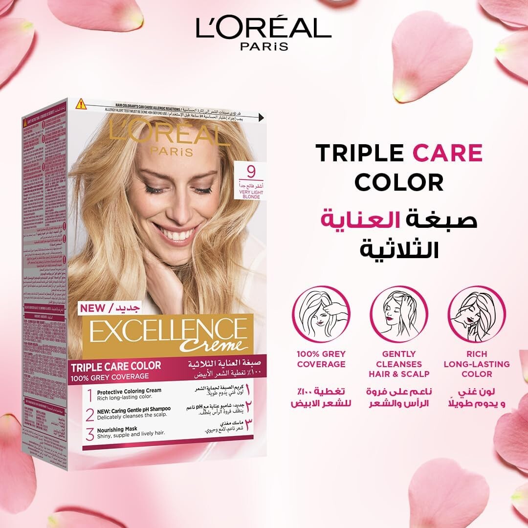 L’Oréal Paris Excellence Crème Permanent Hair Colour, 9 Very Light Blonde - Image 2