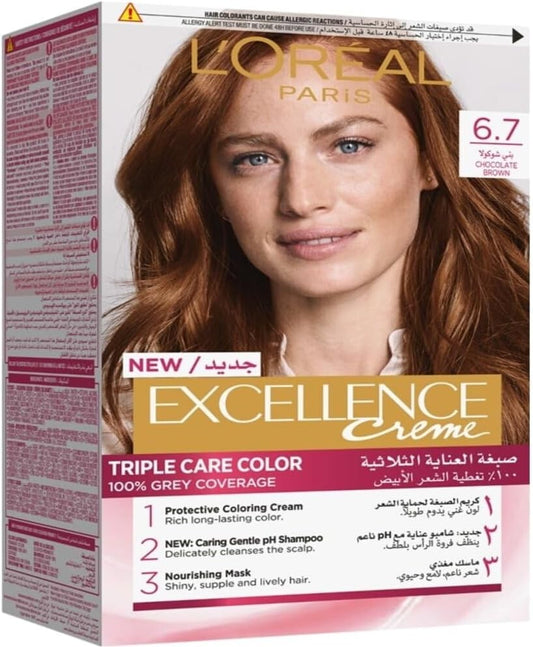 L’Oréal Paris Excellence Crème Permanent Hair Colour, 6.7 Chocolate Brown